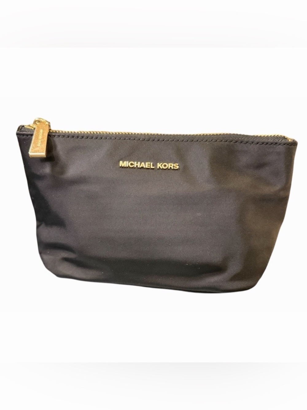 Michael Kors Penny Medium Travel Pouch In Black Nylon With Gold Hardware